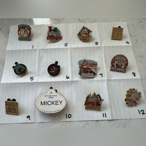 Disney Pin Lot Featuring Mickey & Park Icons - Multi Color